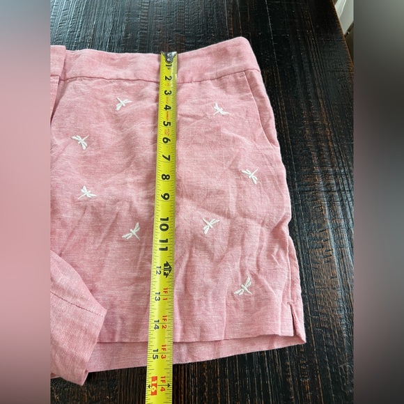 Loft The Riviera Shorts Women Size 16 Pink Dragonfly Embroidered Linen Blend - Picture 5 of 9